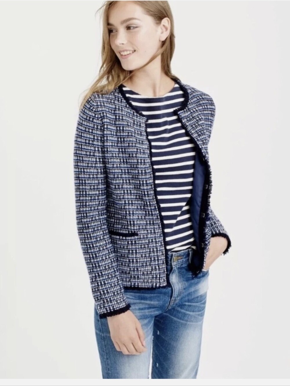 J. Crew Metallic Fringe Tweed Jacket